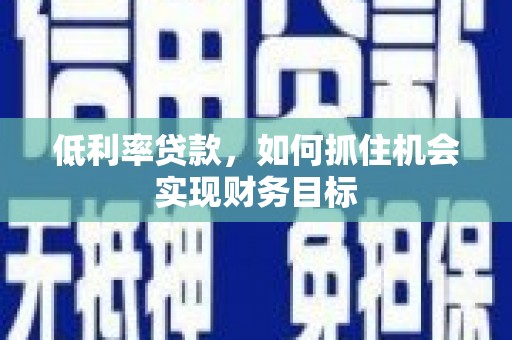 盐水低利率贷款，如何抓住机会实现财务目标