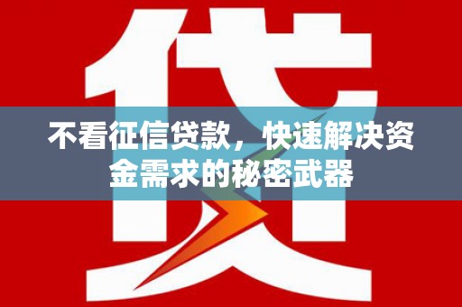 盐水不看征信贷款，快速解决资金需求的秘密武器