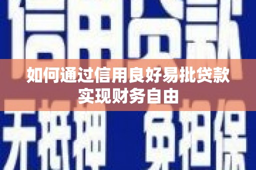 盐水如何通过信用良好易批贷款实现财务自由
